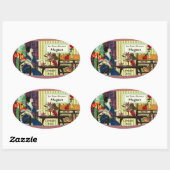  parfumetiket - Franse dame Ovale Sticker (Vel)