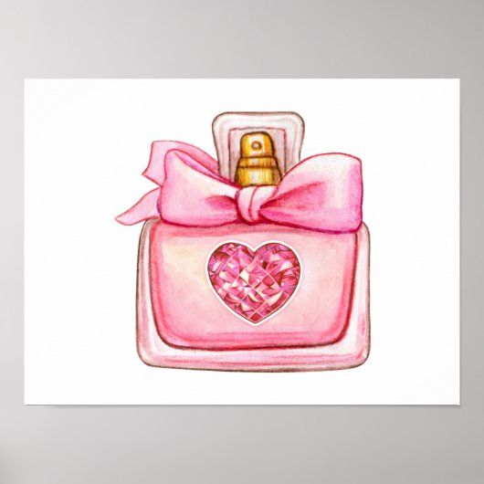 Parfumfles in roze Waterverf Poster (Voorkant)