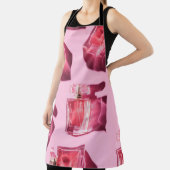 Parfumflessen, roze achtergrond, flatlay schort (Insitu)