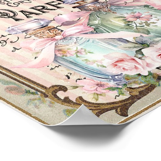 Parfumflessen Rozen Frans Script Poster (Hoek)