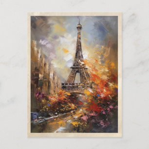 Parijs Abstracte olieverf in de Eiffeltoren Briefkaart