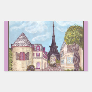 Parijs als landschap met Eiffeltoren-sticker Rechthoekige Sticker