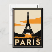 parijs art deco retro reisposter briefkaart (Voorkant / Achterkant)