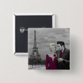 Parijs B&W 2 Vierkante Button 5,1 Cm (Voorkant /achterkant)
