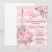 Parijs Baby shower Uitnodiging Eiffeltoren (Voorkant / Achterkant)