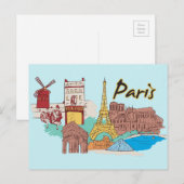Parijs, beroemde stad Frankrijk Briefkaart (Voorkant / Achterkant)