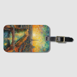 Parijs bij nacht van Gogh stijl Bagagelabel