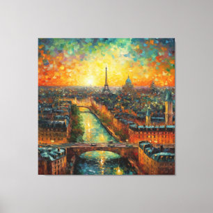 Parijs bij nacht van Gogh stijl Canvas Afdruk
