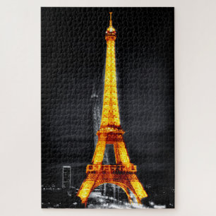 Parijs bij Night & Eiffel Tower Ghost/surreal art Legpuzzel