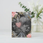 Parijs Bling Glamour Glitters Frankrijk Datum opsl Aankondigingskaart (Staand voorkant)