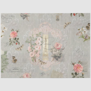 Parijs Blush roze grijze bloemen ontkoppeling Tissuepapier