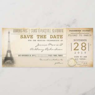 Parijs boarding pass tickets voor de datum opslaan save the date