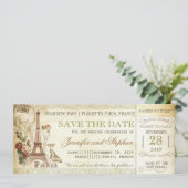 Parijs boarding pass tickets voor de datum opslaan save the date (Staand voorkant)