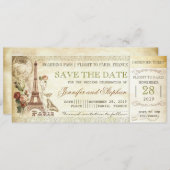 Parijs boarding pass tickets voor de datum opslaan save the date (Voorkant / Achterkant)