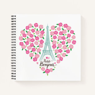 Parijs Bonjour   Floral Heart Notitieboek