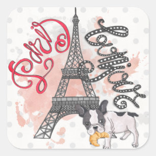 Parijs Bonjour Vierkante Sticker