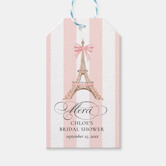 Parijs Boog Eiffeltoren Dank BRUIDSSCHATTEN Cadeaulabel (Voorkant)