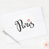 Parijs borstel met hart ronde sticker (Envelop)
