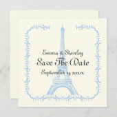 Parijs bruiloft blauwe Eiffeltoren Bewaar de datum Save The Date (Voorkant / Achterkant)