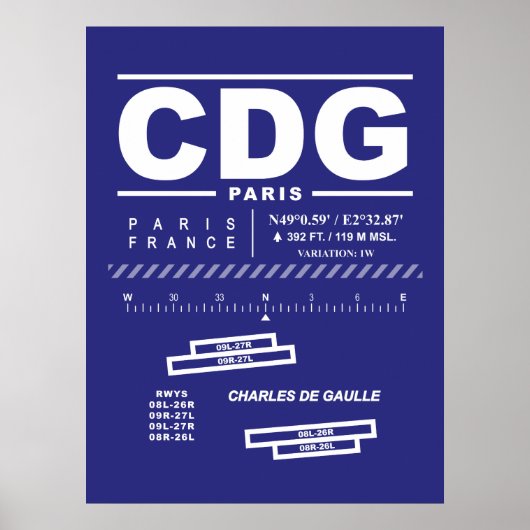 Parijs Charles De Gaulle Airport CDG Poster (Voorkant)