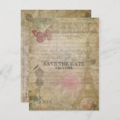 Parijs Chic Wedding BEWAREN DE DATUM Kaart (Voorkant / Achterkant)