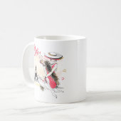 Parijs chique moderne modieuze vrouw koffiemok (Voorkant links)
