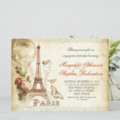  parijs chique verlovingsfeest uitnodigingen (Staand voorkant)