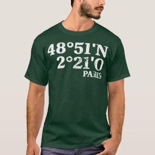 Parijs coördinaten 4 t-shirt