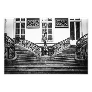 Parijs Courtyard en Stairs — zwart en wit Foto Afdruk