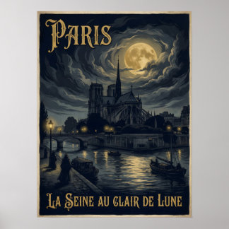 Parijs De Seine Bij Klaarlichte Maan Gothische Rei Poster