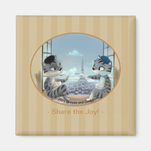Parijs door Day Square Magnet 2 inch - Joy Magneet