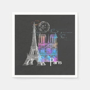 Parijs Eiffel Notre Dame Regenboog Frans servet