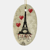 Parijs, Eiffel Tower en Red Balloons Kerstmis Keramisch Ornament (Rechts)