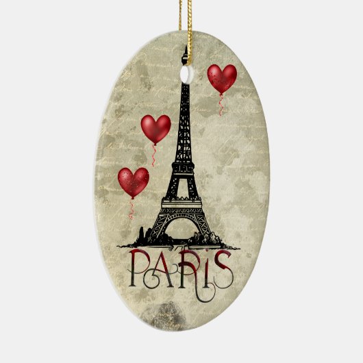 Parijs, Eiffel Tower en Red Balloons Kerstmis Keramisch Ornament (Rechts)