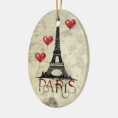 Parijs, Eiffel Tower en Red Balloons Kerstmis Keramisch Ornament (Links)
