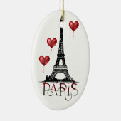 Parijs, Eiffel Tower en Red Balloons Kerstmis Keramisch Ornament (Rechts)