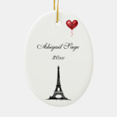 Parijs, Eiffel Tower en Red Balloons Kerstmis Keramisch Ornament (Achterkant)