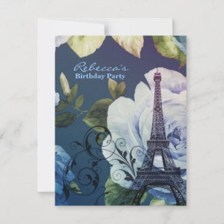 parijs eiffel tower floral  - verjaardag kaart