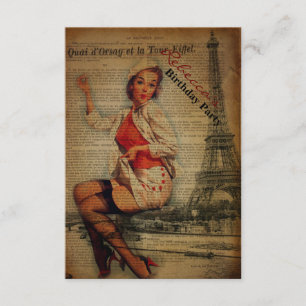 parijs eiffel tower girly parisian - verjaardag kaart