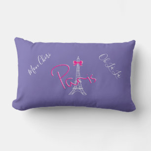 Parijs, Eiffel Tower Pink Bow Frans Modern Paars Kussen