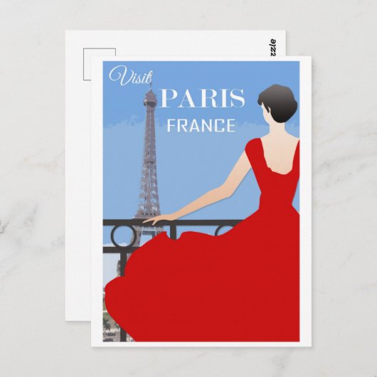 Parijs Eiffel Tower Travel Briefkaart (Voorkant / Achterkant)
