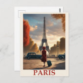  Parijs Eiffel Tower Travel Briefkaart (Voorkant / Achterkant)