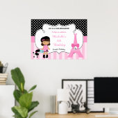 Parijs Eiffeltoren Afro-Amerikaans meisje Poster (Thuiskantoor)