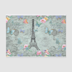 Parijs-Eiffeltoren-Bloem-Floral--Rozen Tissuepapier