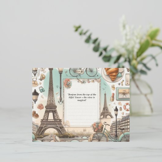 Parijs Eiffeltoren Briefkaart met goudfolie – Eleg (Staand Voorkant)