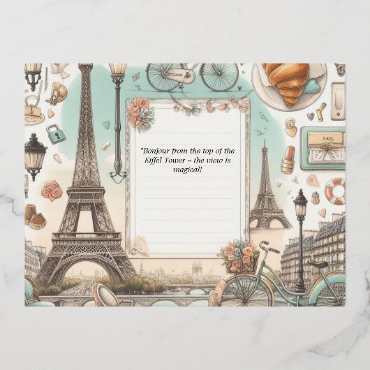 Parijs Eiffeltoren Briefkaart met goudfolie – Eleg (Voorkant)