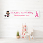 Parijs Eiffeltoren Brunette Meisje Spandoek (Insitu)