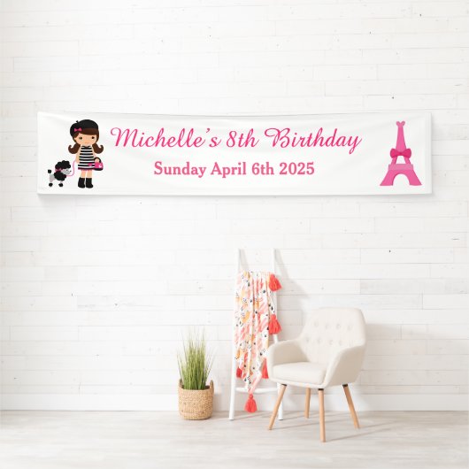 Parijs Eiffeltoren Brunette Meisje Spandoek (Insitu)