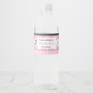 Parijs Eiffeltoren Brunette Meisje Waterfles Etiket