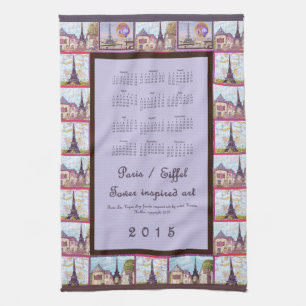 Parijs Eiffeltoren coole kunst 2015 keukenkalender Theedoek